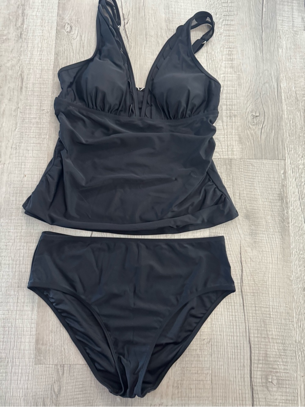 Cupshe Black Tankini Set - Supportive Two-Piece Swimwear